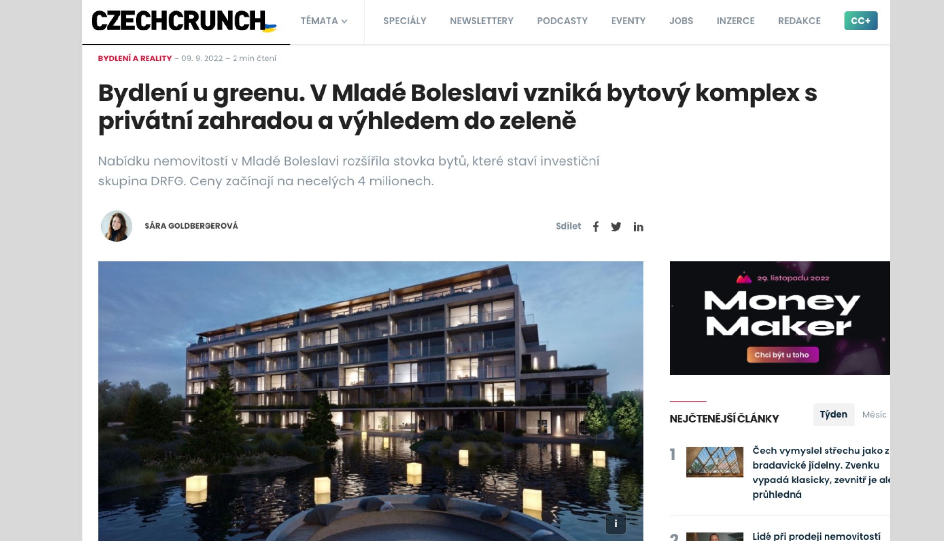 CC: Bydlení u greenu. V Mladé Boleslavi vzniká bytový komplex s privátní zahradou a výhledem do zeleně.